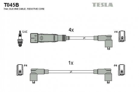 Комплект кабелiв запалювання TESLA T045B