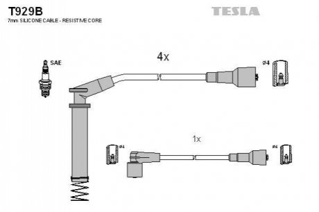 Комплект кабелiв запалювання TESLA T929B