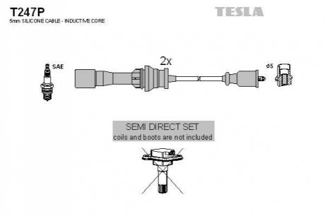 Комплект кабелiв запалювання TESLA T247P