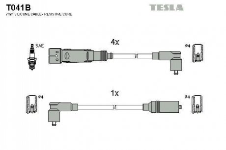 Комплект кабелiв запалювання TESLA T041B