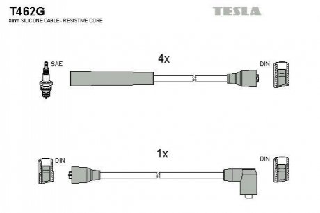 Комплект кабелiв запалювання TESLA T462G