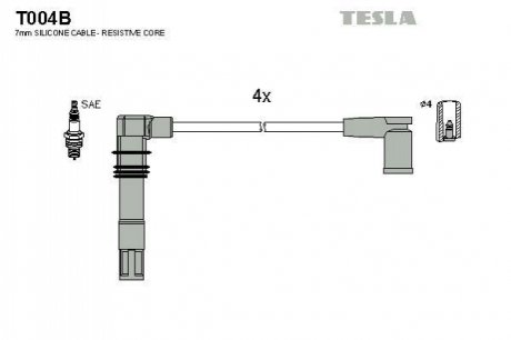 Комплект кабелiв запалювання TESLA T004B