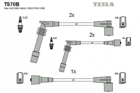 Комплект кабелiв запалювання TESLA T870B