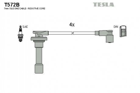 Комплект кабелiв запалювання TESLA T572B