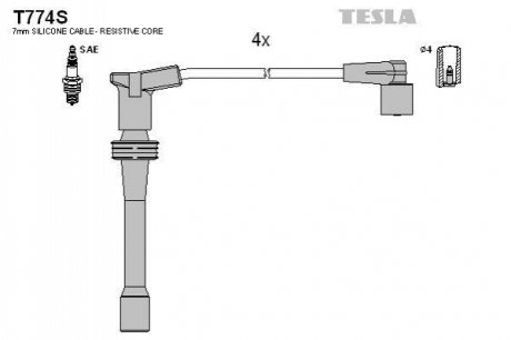 Комплект кабелiв запалювання TESLA T774S