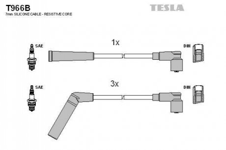 Комплект кабелiв запалювання TESLA T966B