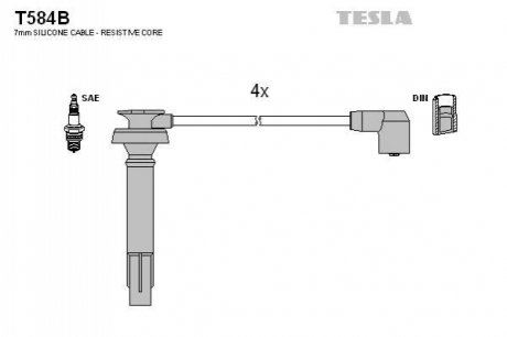 Комплект кабелiв запалювання TESLA T584B