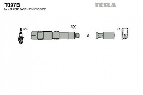 Комплект кабелiв запалювання TESLA T097B