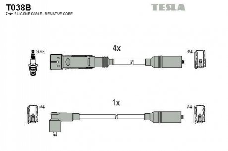 Комплект кабелiв запалювання TESLA T038B