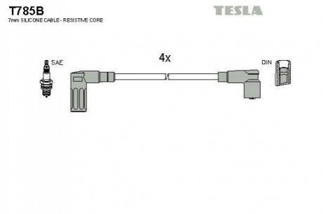 Комплект кабелiв запалювання TESLA T785B