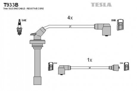 Комплект кабелiв запалювання TESLA T933B