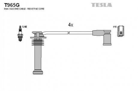 Комплект кабелiв запалювання TESLA T965G