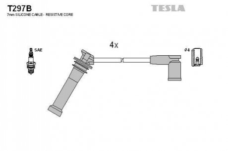 Комплект кабелiв запалювання TESLA T297B