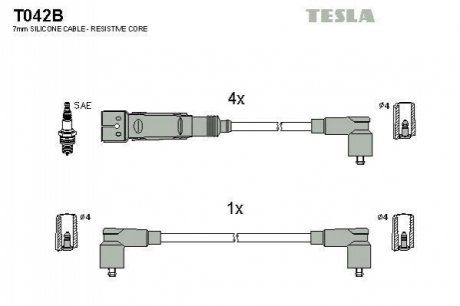 Комплект кабелiв запалювання TESLA T042B