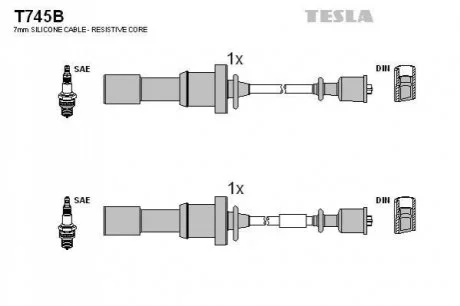 Комплект кабелiв запалювання TESLA T745B