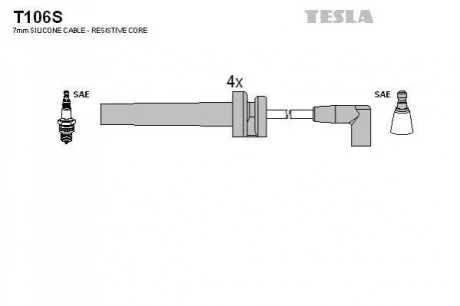 Комплект кабелiв запалювання TESLA T106S