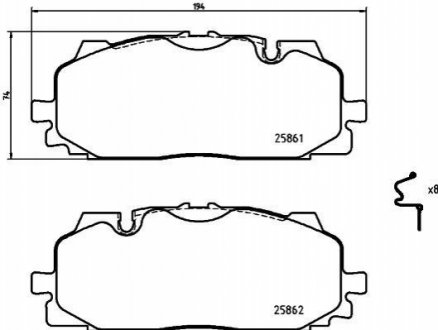 Комплект гальмівних колодок з 4 шт. дисків BREMBO P85 165