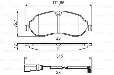 Комплект гальмівних колодок з 4 шт. дисків BOSCH 0986494845