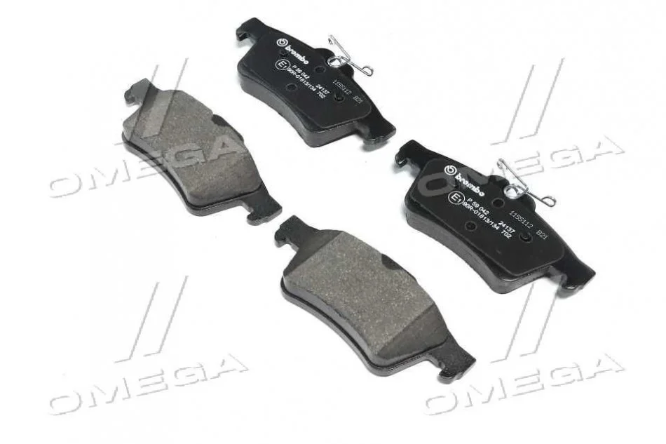 Колодка торм. диск. FORD FOCUS, MAZDA 3,5, OPEL VECTRA C, RENAULT LAGUNA задн. (пр-во) BREMBO P59 042 (фото 1)