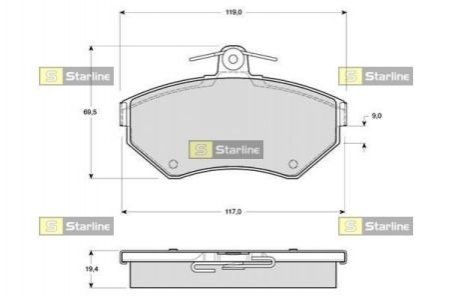 Колодки тормозные дисковые, к-т. STARLINE BD S297