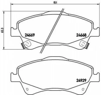 Колодка торм. диск. TOYOTA AURIS, AVENSIS передн. (пр-во) BREMBO P83 109