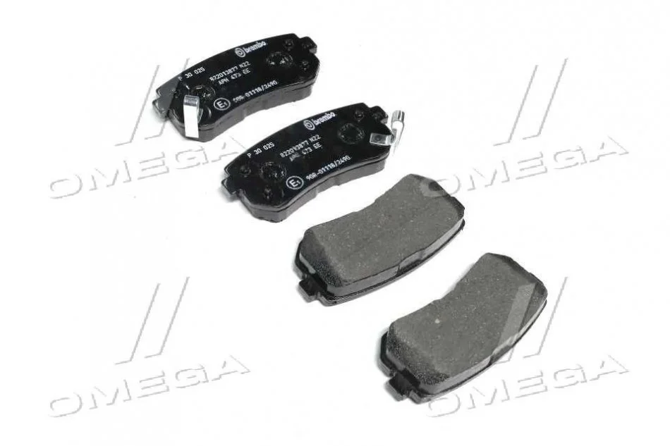 Колодка торм. диск. HYUNDAI ACCENT, i30, задн. (пр-во) BREMBO P30 025 (фото 1)