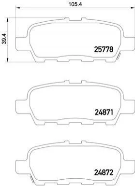 Колодка гальм. диск. INFINITI FX, NISSAN X-TRAIL (T30) задн. (вир-во) BREMBO P56 087 (фото 1)