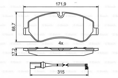 Колодки гальмівні FORD P. TRANSIT 2,0-2,2 TDCI 12- BOSCH 0986494844