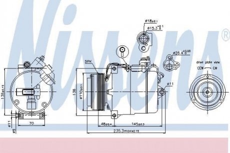 Компрессор кондиционера BMW 5 2.0 96- NISSENS 89034