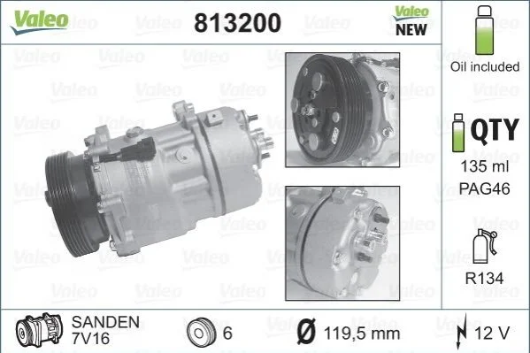 Компресор кондиціонера VALEO 813200 (фото 1)