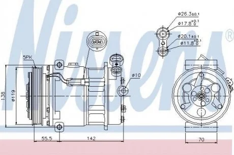 Компрессор кондиционера OPEL VECTRA 02- (пр-во Nissens) NISSENS 89157