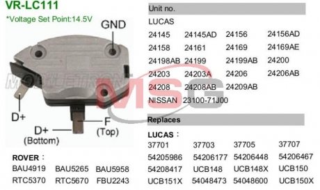 Регулятор напруги генератора MOBILETRON VR-LC111