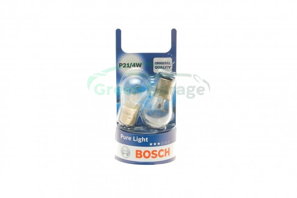 Лампа накаливания P21/4W 12V 21/4W PURE LIGHT (blister 2шт) (пр-во Bosch) BOSCH 1 987 301 015 (фото 1)