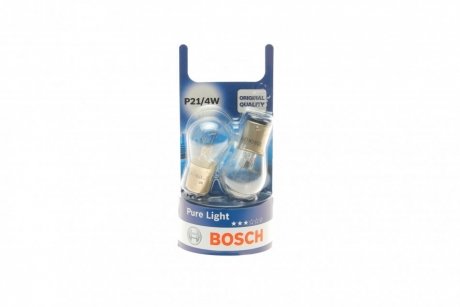 Лампа накаливания P21/4W 12V 21/4W PURE LIGHT (blister 2шт) BOSCH 1 987 301 015