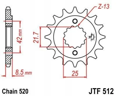 Передня зірка MOTO JT MOTO 10446317 (фото 1)