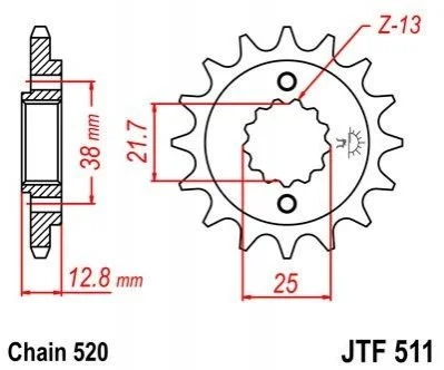 Передня зірка MOTO JT MOTO 10446215 (фото 1)