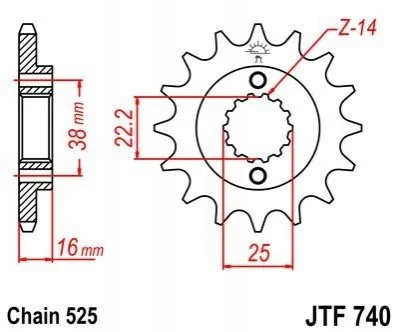 Передня зірка MOTO JT MOTO 10555114 (фото 1)