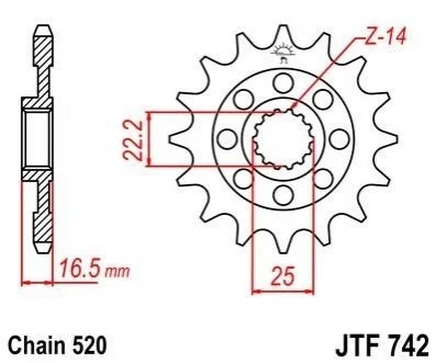 Передня зірка MOTO JT MOTO 10045515 (фото 1)
