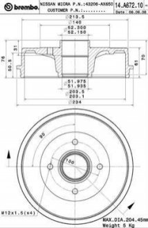 Гальмівний барабан BREMBO 14.A672.10