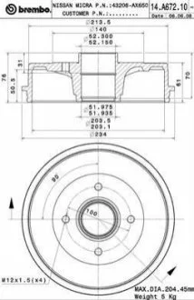 Гальмівний барабан BREMBO 14.A672.10