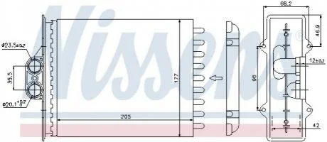Радиатор печки OPEL VECTRA B (95-) 1.6-2.6i (пр-во Nissens) NISSENS 72657