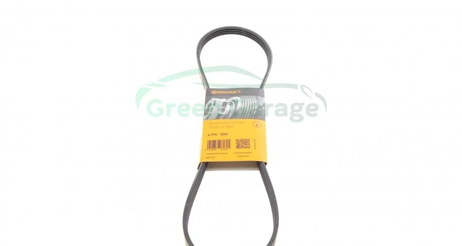 Поліклиновий ремінь CHERY TIGGO FORD ESCORT V, ESCORT VI HYUNDAI LANTRA I, SANTAMO, SONATA II, SONATA III MAZDA 323 C V, 323 F V, 323 F VI, 323 III, 323 P V, 323 S V 1.3-6.7 11.84-12.09 CONTITECH 4PK990 (фото 1)