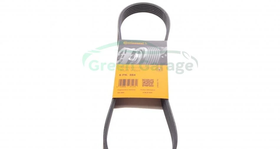 Поліклиновий ремінь CHEVROLET AVEO / KALOS CHRYSLER PT CRUISER LADA KALINA NISSAN BLUEBIRD, MAXIMA / MAXIMA QX IV, MICRA II, PRAIRIE PRO, SUNNY II TOYOTA AURIS 1.0-2.0 04.84-12.13 CONTITECH 6PK884 (фото 1)