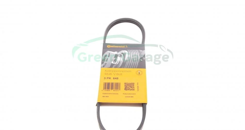 Поліклиновий ремінь FORD ESCORT IV, ESCORT IV EXPRESS, ESCORT V, ESCORT V EXPRESS, FIESTA III, MAVERICK, MONDEO III, ORION II, ORION III MAZDA TRIBUTE 1.8D/2.5/3.0 07.88- CONTITECH 3PK648 (фото 1)