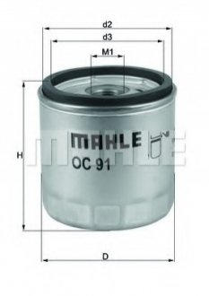 Масляний фiльтр MAHLE / KNECHT OC91D