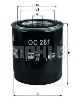 Фільтр мастил MAHLE / KNECHT OC261 (фото 1)
