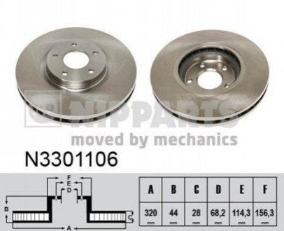 Гальмівний диск NIPPARTS N3301106