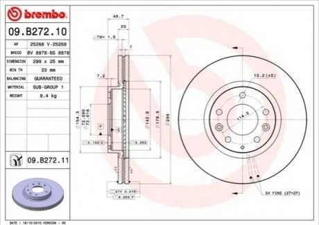 Диск тормозной MAZDA 6 передн. (пр-во) BREMBO 09.B272.10