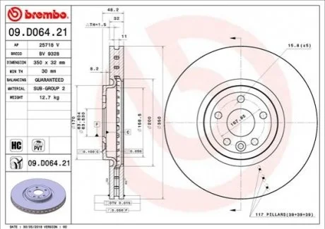 Гальмівний диск BREMBO 09.D064.21