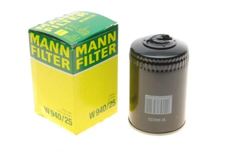 Фильтр масляный двигателя VW GOLF, PASSAT, TRANSPORTER III 80-97, AUDI 80,100, A6 94-97 (пр-во) MANN W940/25